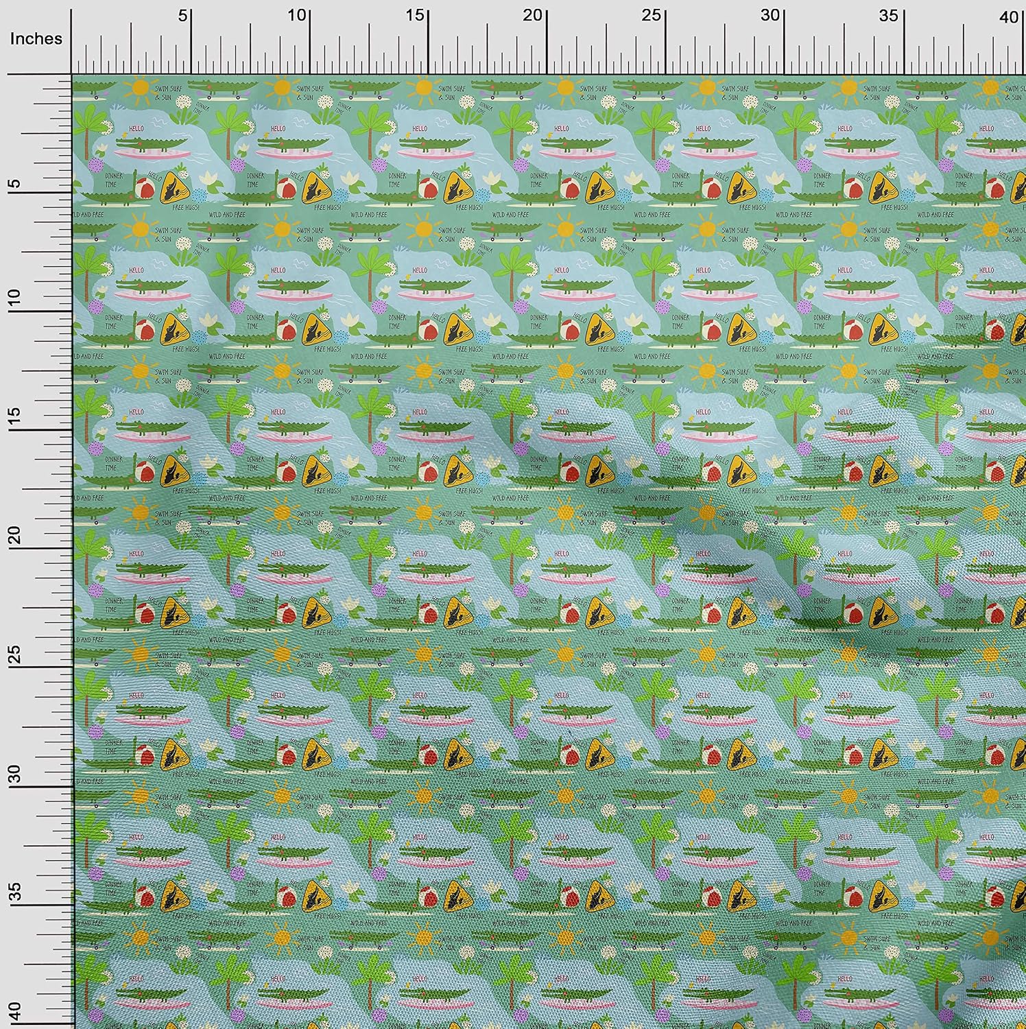 oneOone Cotton Flex Green Fabric Kids Animal Quilting Supplies Print Sewing Fabric By The Yard 40 Inch Wide