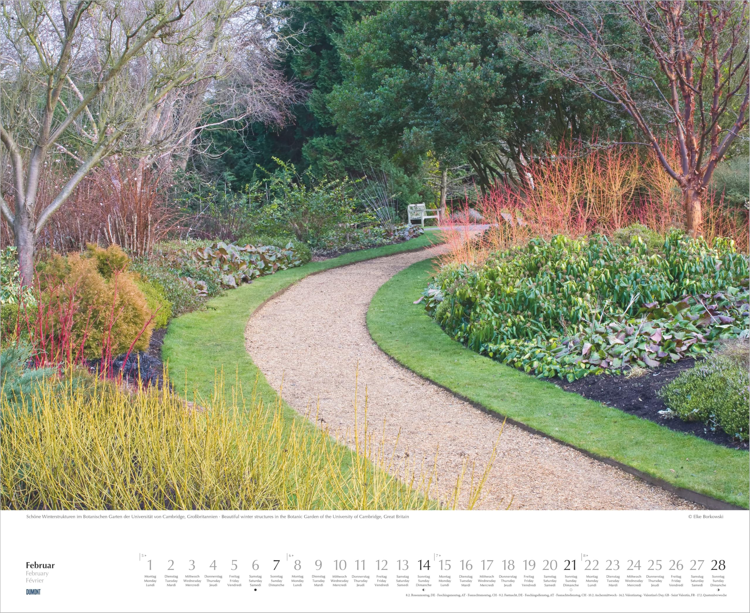 Zu Gast in schönen Gärten 2027: Wandkalender 52x42,5 cm mit Fotografien von Elke Borkowski und 3-sprachigem Kalendarium