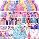 342 Pcs Doll Clothes and Accessories with Doll&comma; Princess Gowns&comma; Fashion Dresses&comma; Top&comma; Pants&comma; Swimsuits&comma; Shoes&comma; Hangers and Other Accessories&comma; Doll Playset Dress up Toy for Girls Toddlers Gift Toys