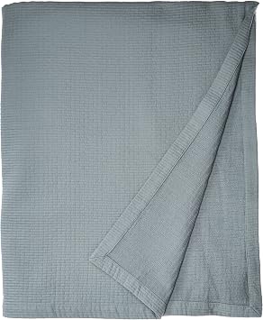 Natural Comfort Matelasse Blanket Coverlet, King, Quilted Silhouette/Water Blue