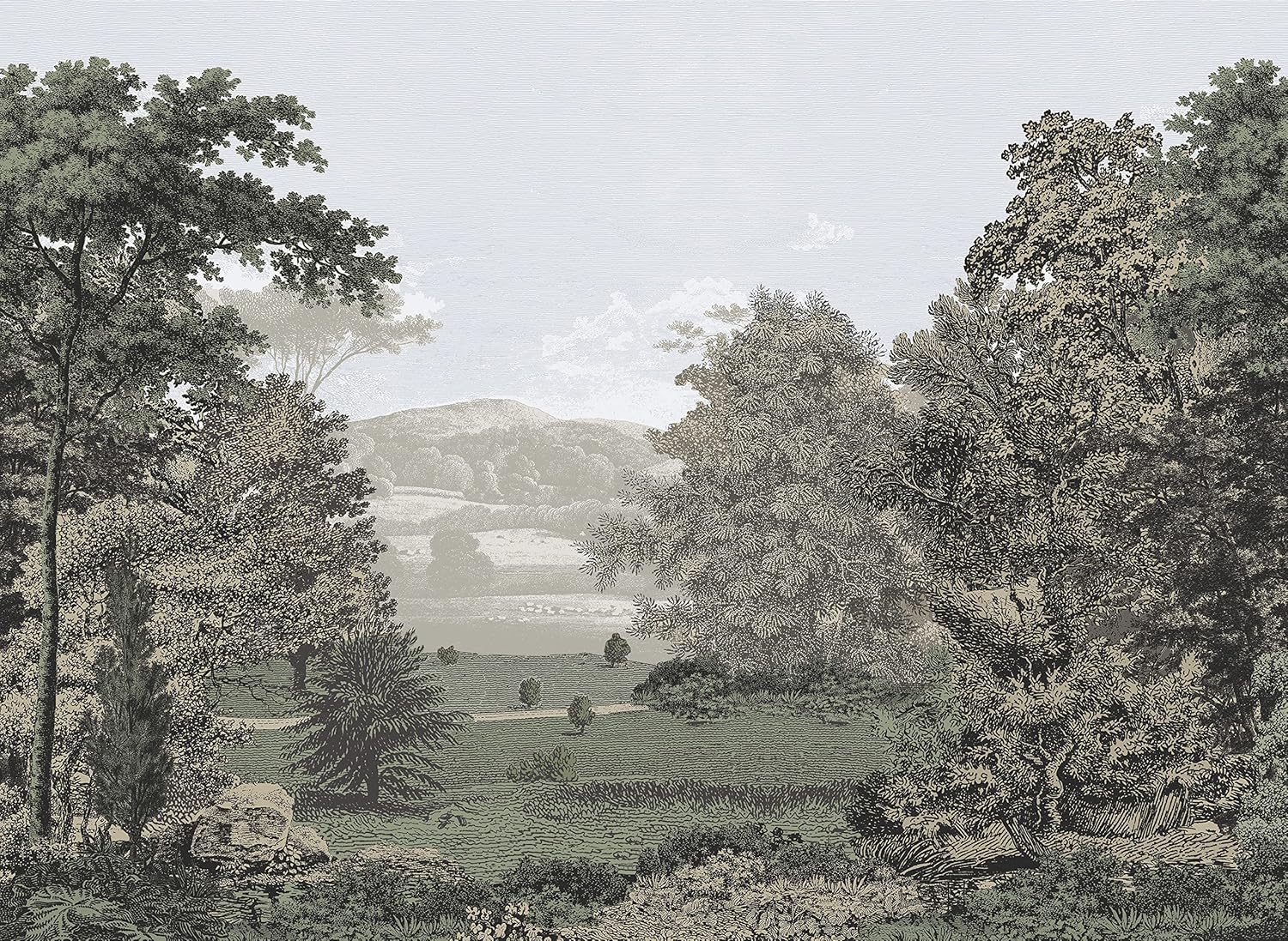 Erin & Ben Co. PSW1456M Morning Light Scenic Pastures Premium Peel and Stick Wall Mural