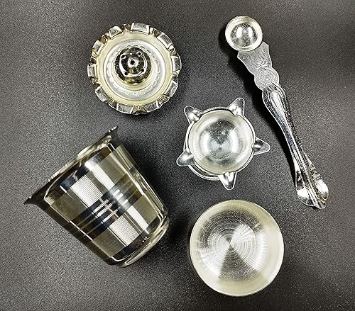 Miniatura 3 de NOBILITY Juego de 8 pulgadas de Subh Labh Pooja Thali chapado en plata para el festival del templo Mandir, étnico, Puja Thali, regalo para Diwali,