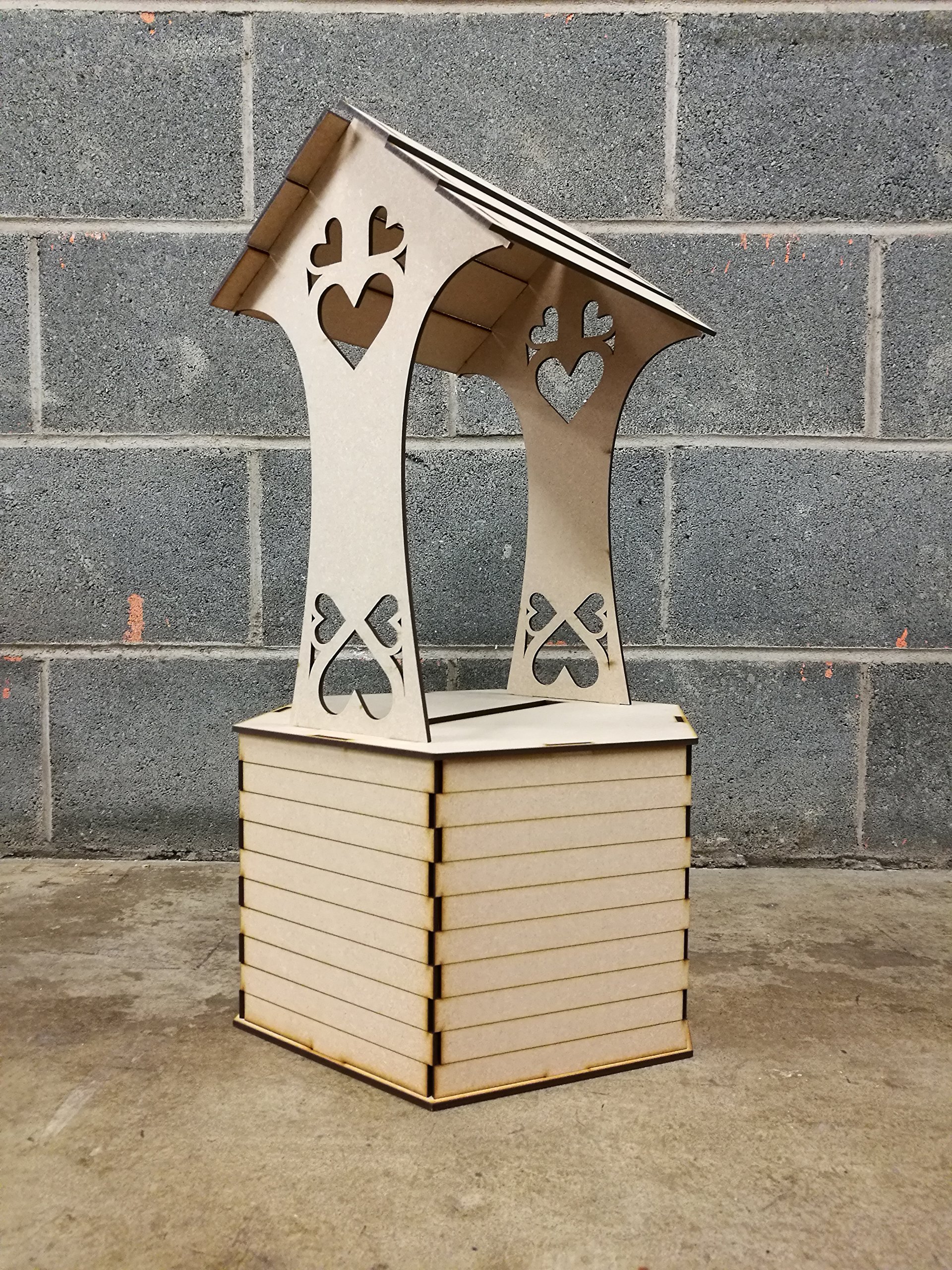 FluxLaserStudio XXL Wedding Wishing Well - Flat Pack Unpainted MDF for Cards