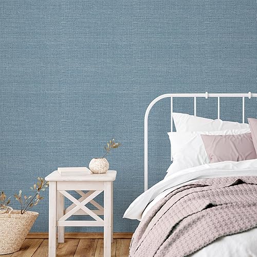 Miniatura 4 de Zeeko Papel tapiz de paja azul de 17.3 x 196.8 pulgadas, papel de contacto para despegar y pegar, papel tapiz moderno de granja, autoadhesivo,