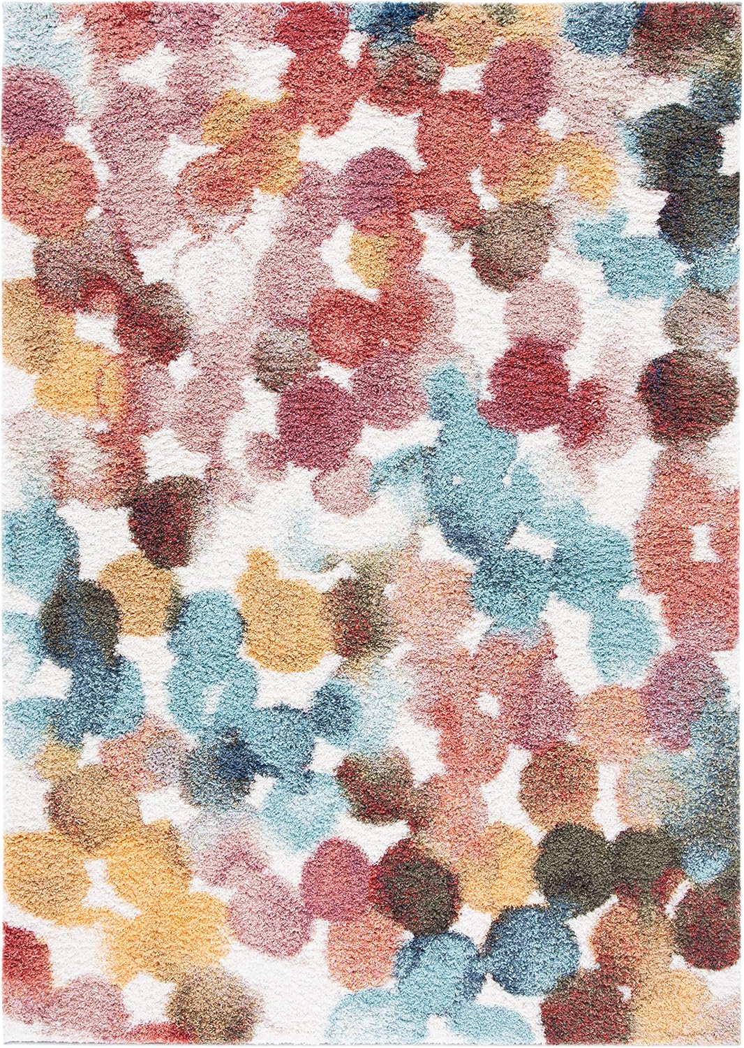 SAFAVIEH Calista Shag Collection Area Rug - 3' x 5', Red & Blue, Abstract Design, Non-Shedding, 1-inch Thick Ideal for High Traffic Areas in Living Room, Bedroom, Dining (CAL118Q-3)