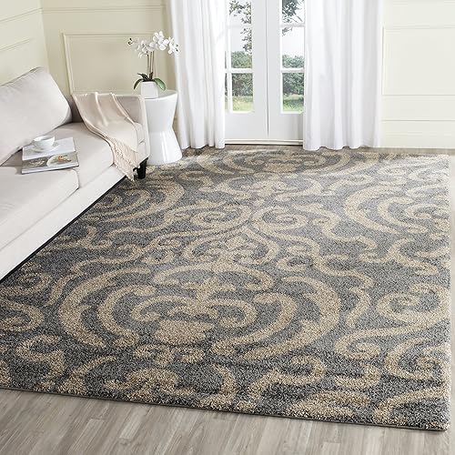 Safavieh Florida Shag Collection SG462-1113 Alfombra afelpada de pasillo, crema y beige., Polipropileno, Gris  Beige