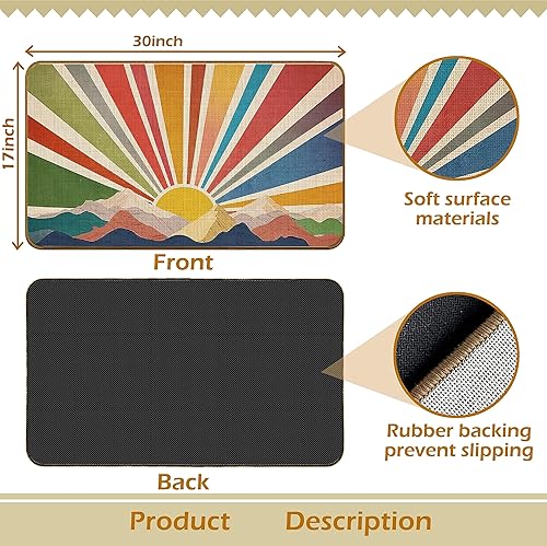 Miniatura 3 de Tapete bohemio para puerta de entrada interior, montaña, para interiores y exteriores, para decoración del hogar, tapete bohemio antideslizante para