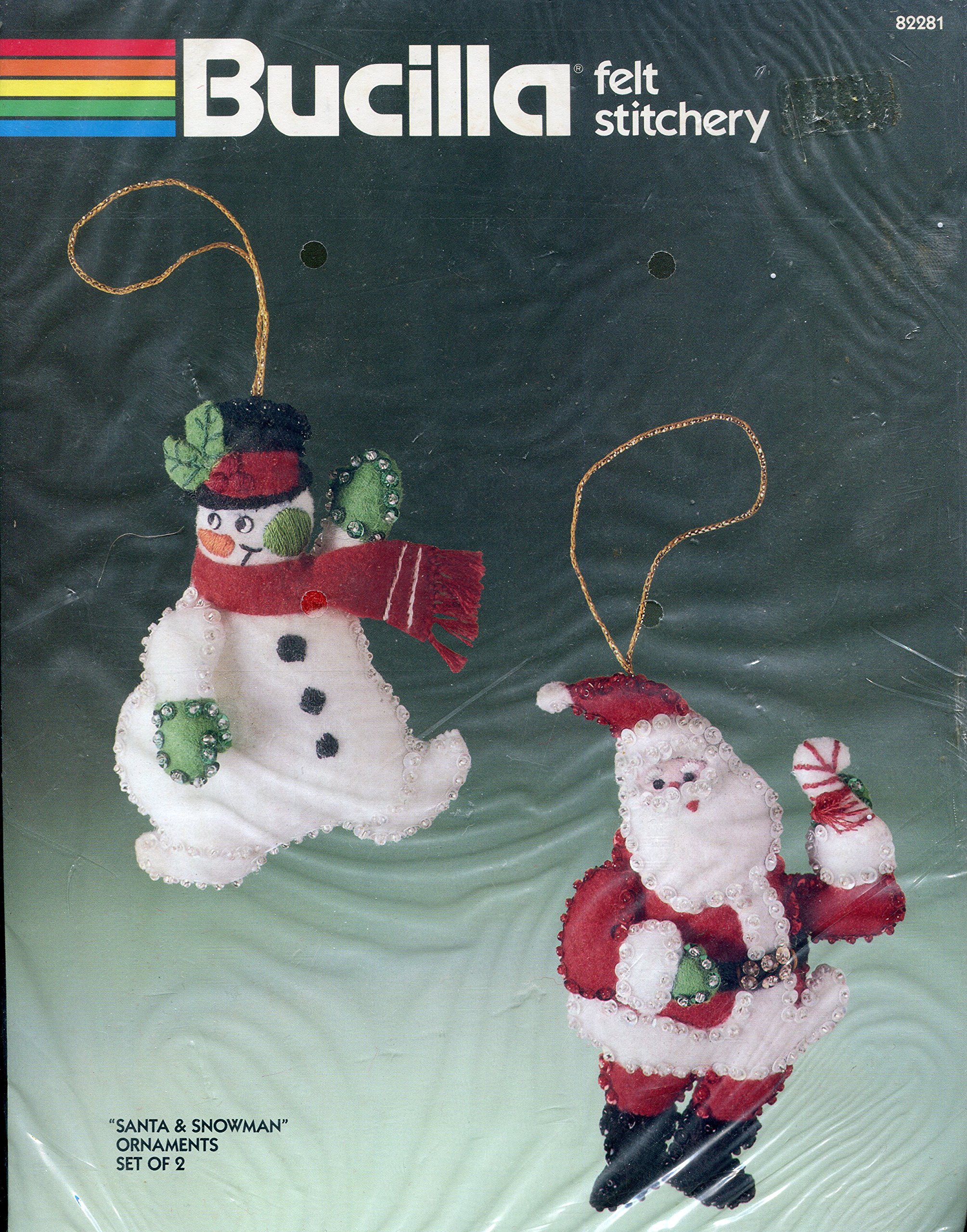 Bucilla Felt Stitchery Santa & Snowman Ornaments Kit, Set of 2