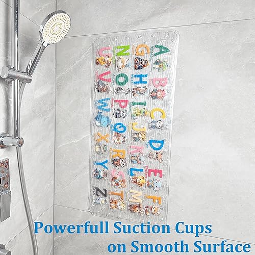 Miniatura 5 de Tapete de baño antideslizante para bañera para niños, tapete de baño antideslizante para bañera, tapete de baño XL grande, 35 x 15 pulgadas