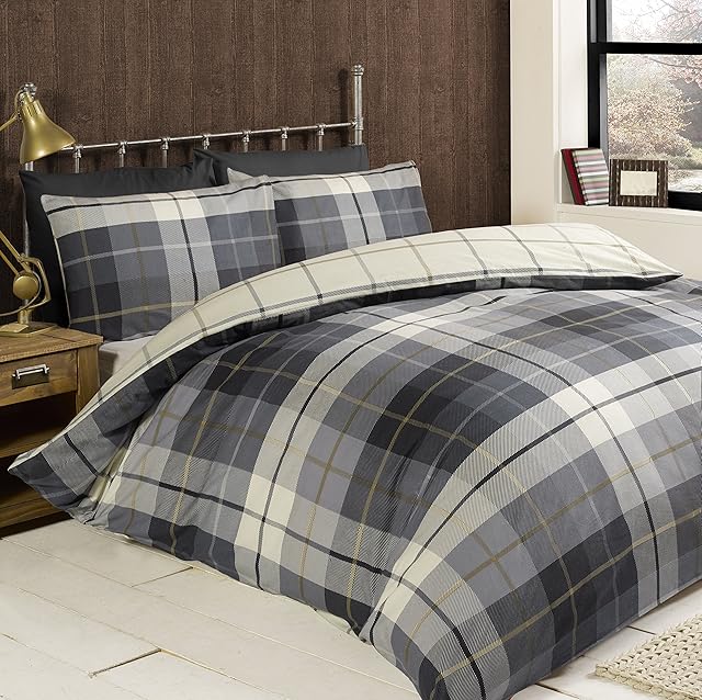 Rapport Home Lomond 100% Brushed Cotton Duvet Cover Set, Blue, Single
