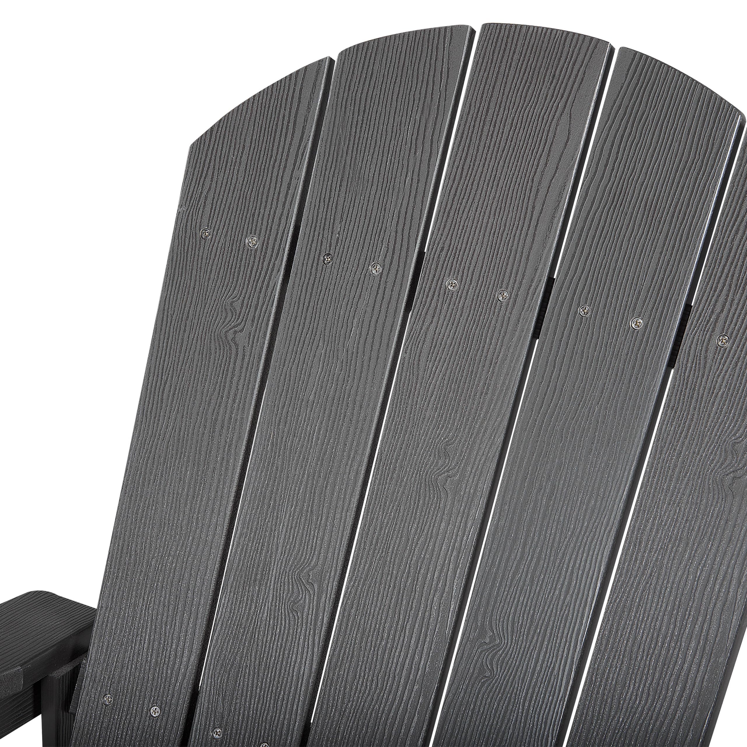 Ogrodowy fotel bujany drewno syntetyczne krzesło na płozach salon patio ciemnoszary Adirondack