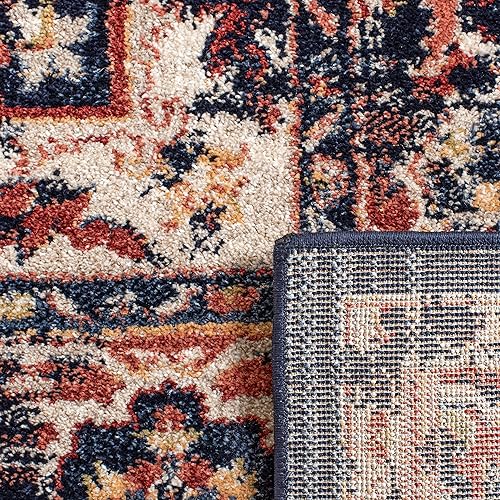 Miniatura 6 de SAFAVIEH Charleston Collection - Alfombra decorativa de 4 x 6 pies, azul marino y rojo, diseño oriental envejecido, no desprende pelusa y de fácil