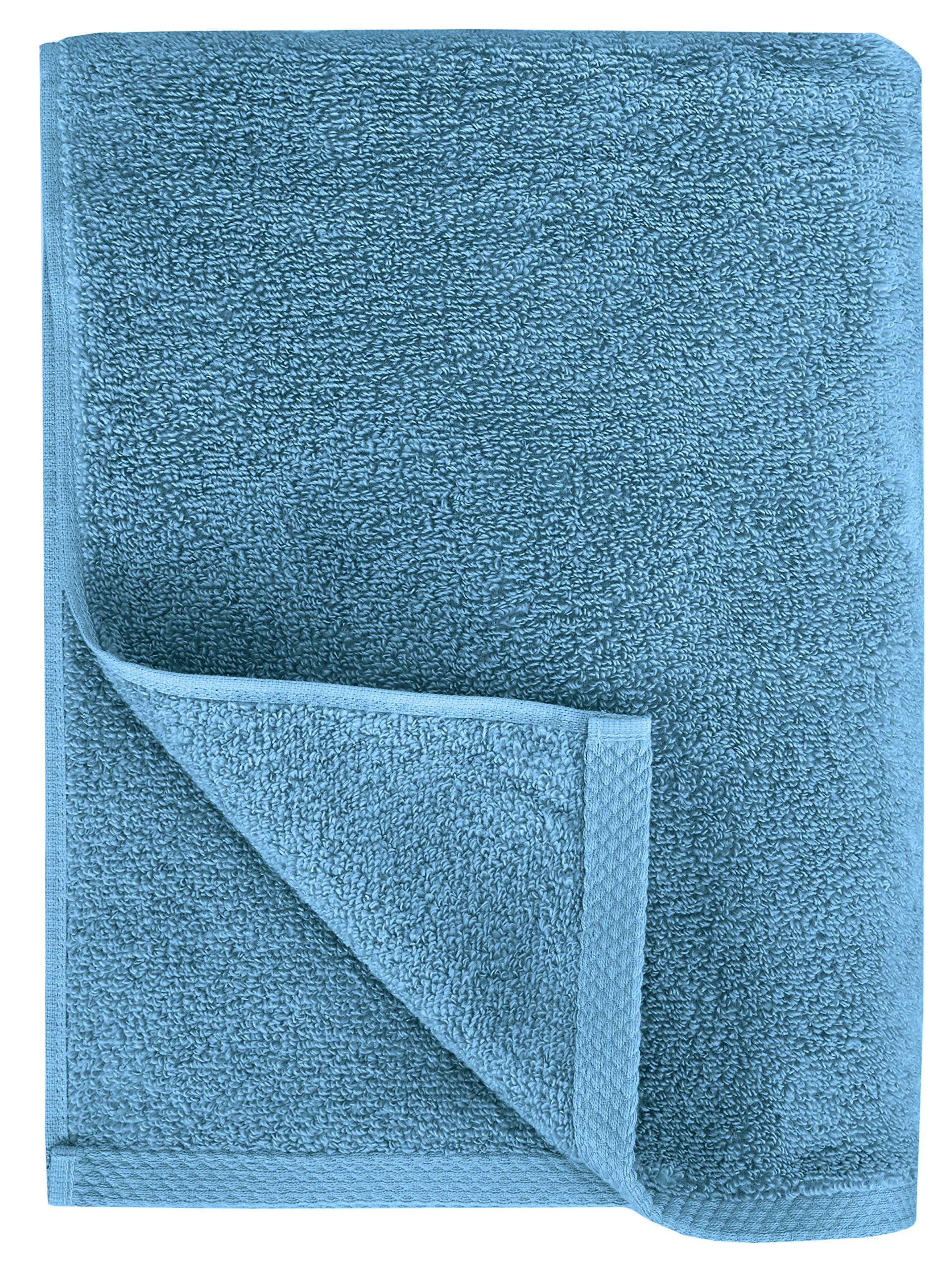 AmazonBasics 100% Cotton Quick-Drying 3-Piece Towel Set - 400 GSM - Lake Blue