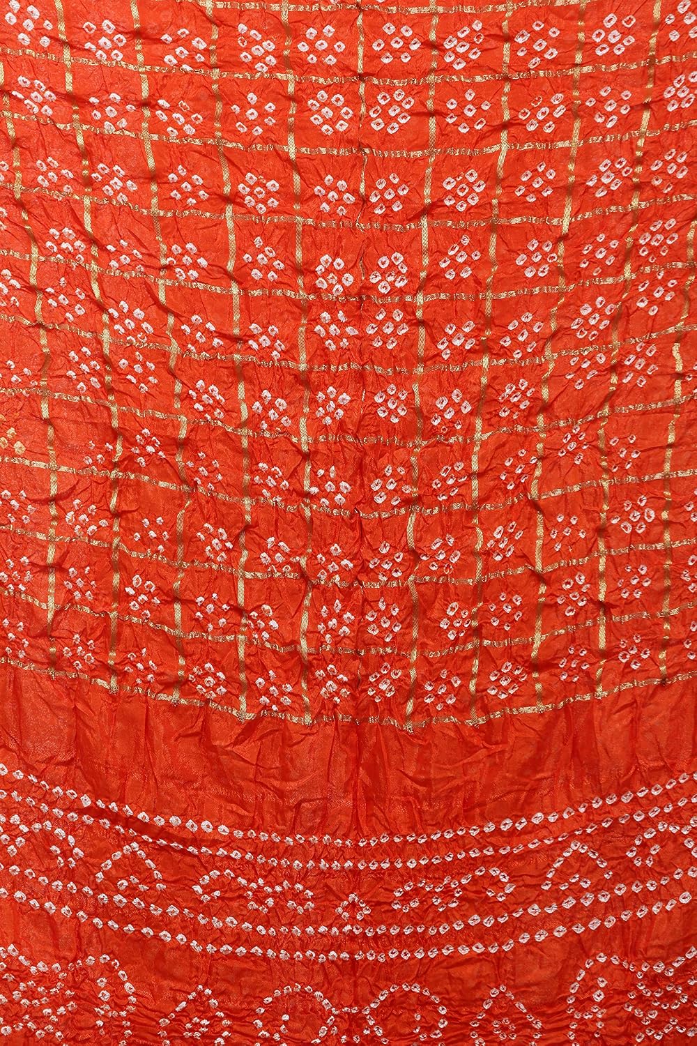 Exotic India Bandhani Tie-Dye Gharchola Dupatta from Jodhpur with Golden Thread Weave