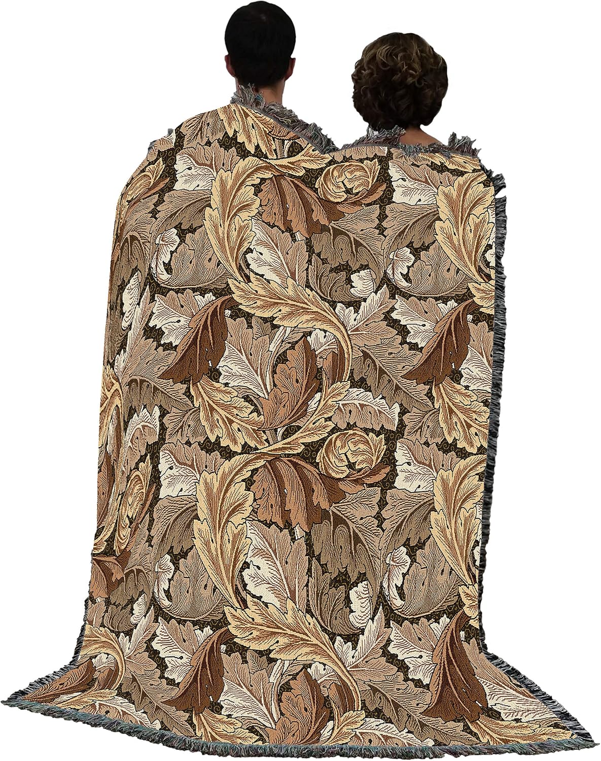 Pure Country Weavers William Morris Acanthus Leaves Tawny Blanket - Arts & Crafts - Gift Tapestry Throw Woven from Cotton - Made in the USA (72x54)