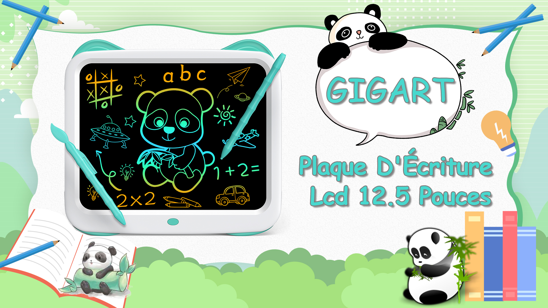 KidsPark Tablette D'écriture LCD - E3K0001I Tablette De Dessin Graphique Colorée De 12 Pouces