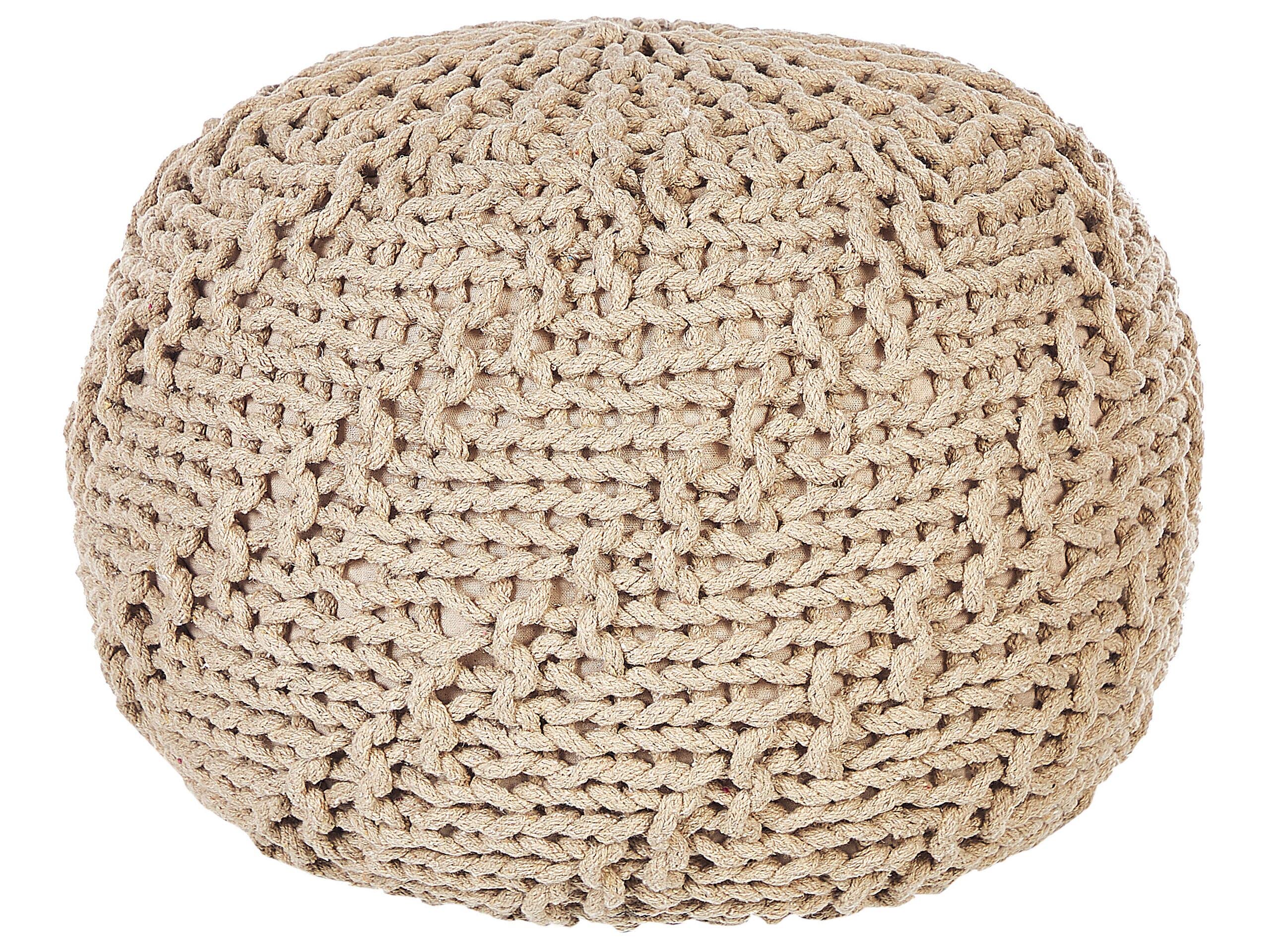 Otomana de algodón beige 50 x 35 cm puf reposapiés bolas EPS moderno Priene