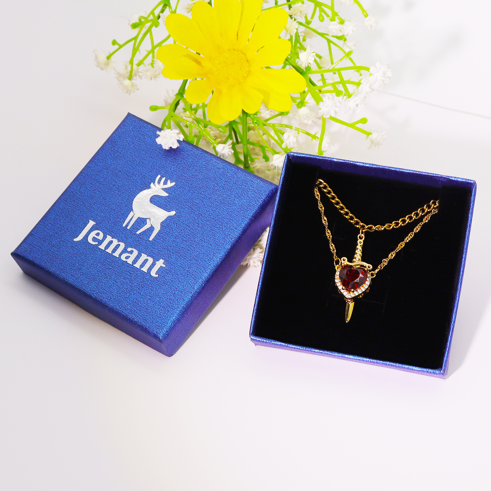 Jemant Heart Sword Necklace For Couples Him And Her Gold Silver