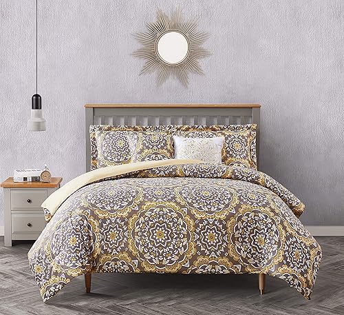 Boho Living Juego de edredón  Ropa de cama Arcadia Queen  Juego de 5 piezas  Incluye edredón reversible, 2 almohadas decorativas y 2 fundas de