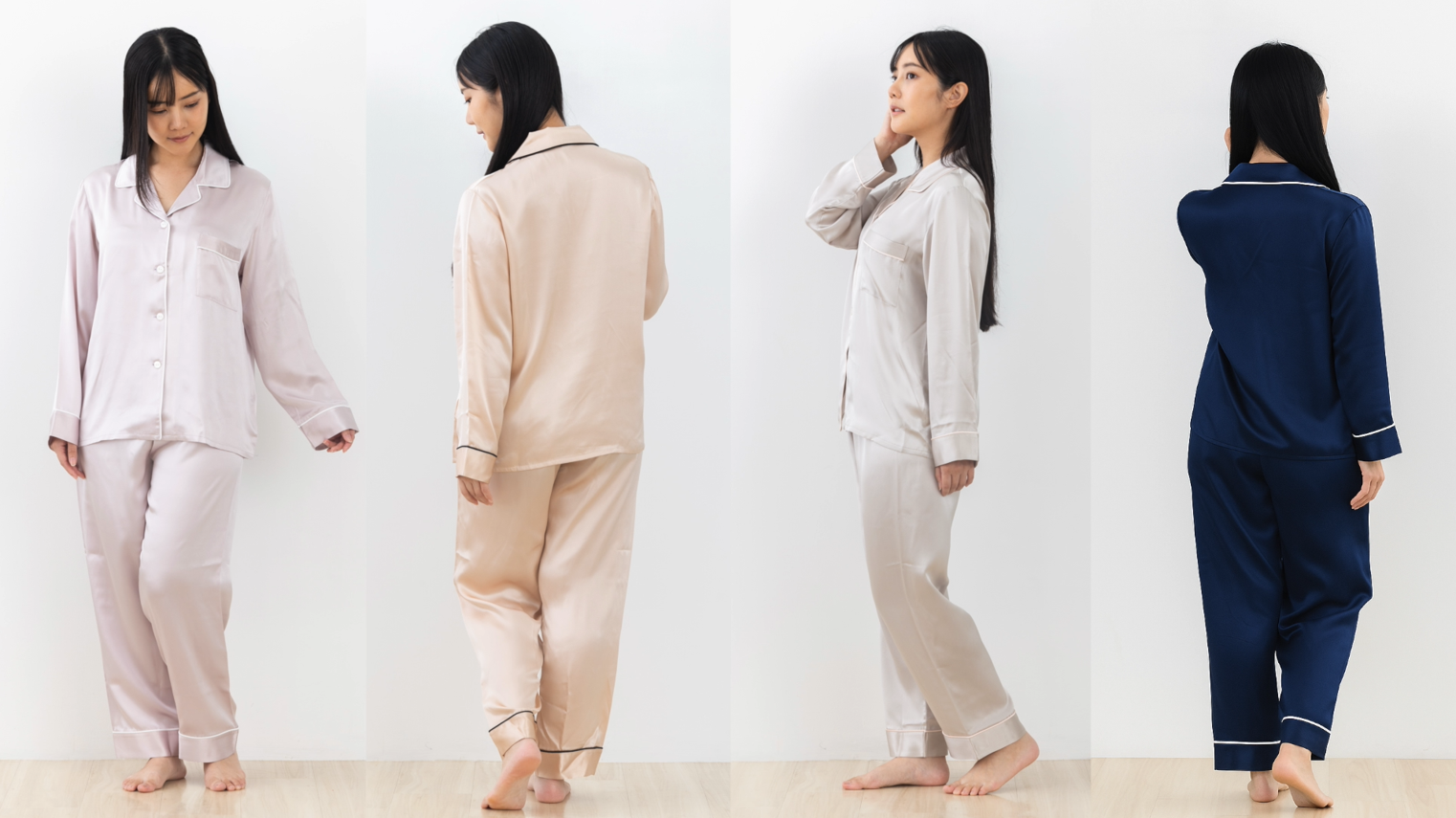Amazon | [SEAWIND] シルクパジャマ レディース 長袖 長ズボン 上下