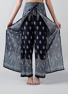 Women's Boho Palazzo Pants Wide Leg Yoga Wrap Tie Up Waist