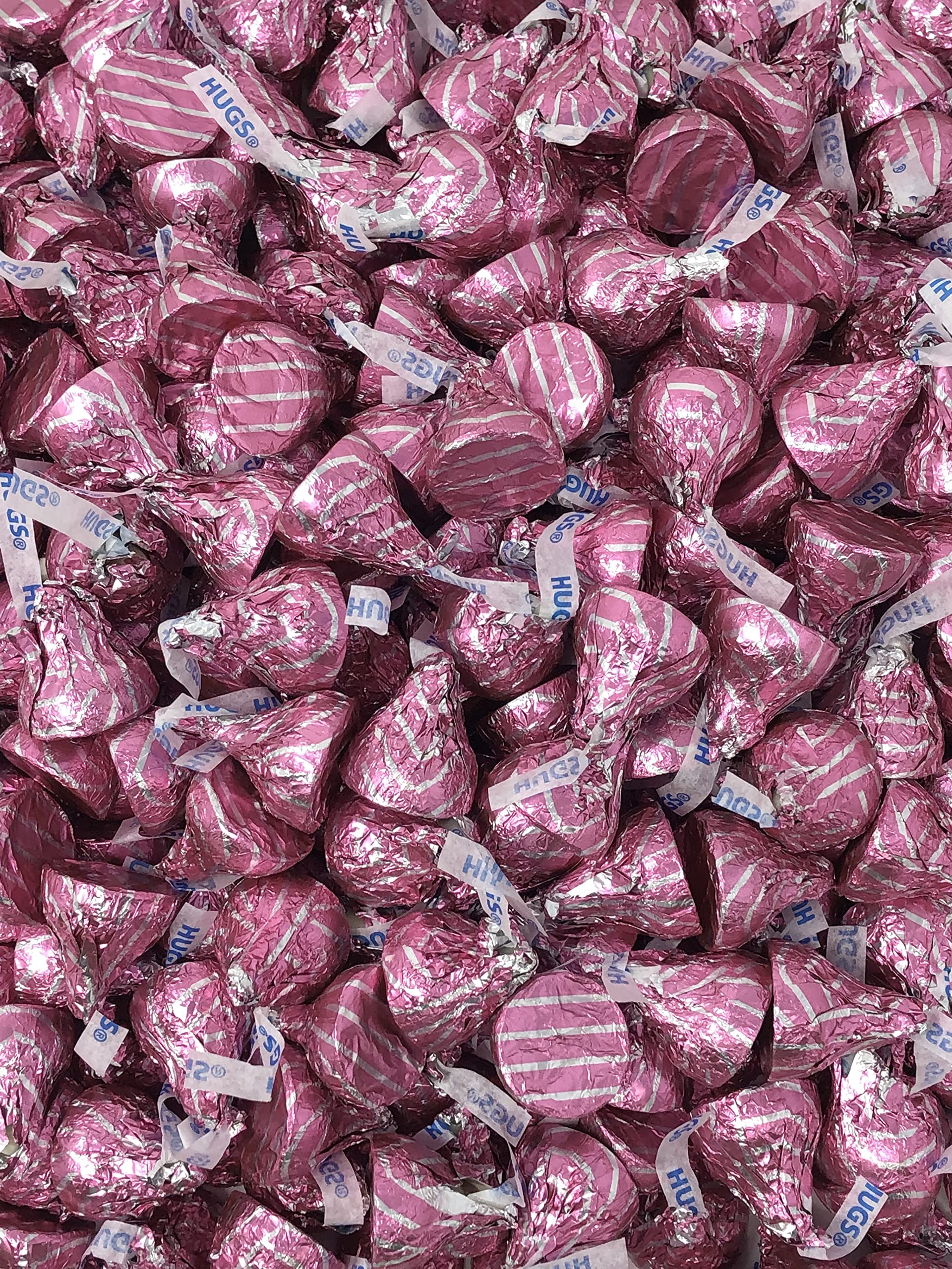 Hershey's Hugs Kisses 2 Pounds Pink Foil Wrapping Milk Chocolate Approx
