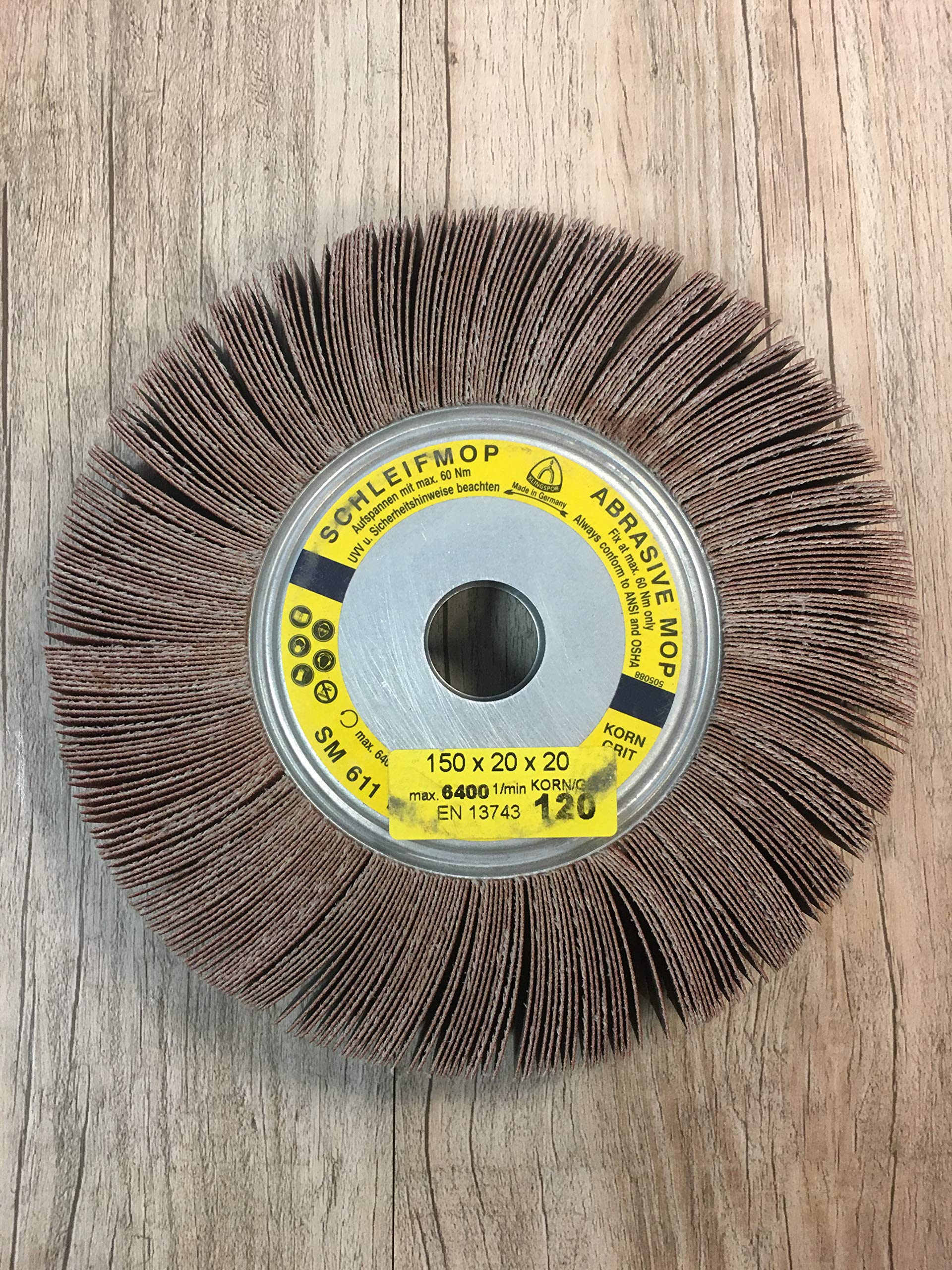 Lamellenschleifscheibe, Lamellenscheibe, 150 x 20 x 20 mm, Korn 120