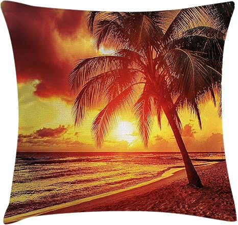 Amazon Com Lunarable Beach Throw Pillow Cushion Cover Sunset At The Calm Beach With Palms Exotic Caribbean Island Barbados Scenic View Decorative Square Accent Pillow Case 26 X 26 Yellow Orange 居家與廚房 Amazon Com Lunarable Beach Throw Pillow Cushion Cover Sunset At The Calm Beach With Palms Exotic Caribbean Island Barbados Scenic View Decorative Square Accent Pillow Case 26 X 26 Yellow Orange 居家與廚房