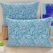 PETTI Artigiani Italiani – Coppia di Federe Cuscino 50×30 cm in Microfibra, Cuscini Arredo Camera da Letto, Divano, Salotto, Set 2 Fodere Copricuscino, Federa Paisley Azzurro, 100% Made in Italy