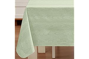 Newbridge Moire Sage Green Solid Color Vinyl Tablecloth