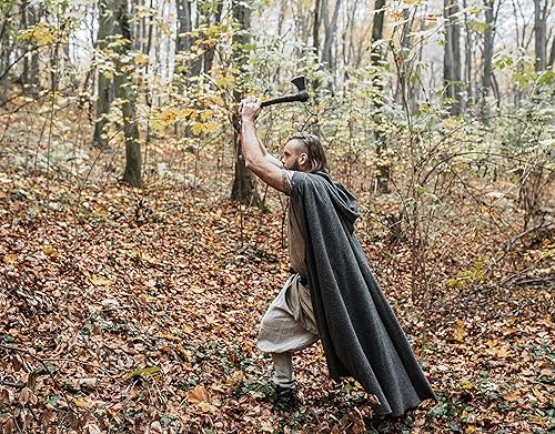 Miniatura 5 de Norse Tradesman Hacha de lanzamiento vikingo de 14 pulgadas, hacha nórdica totalmente afilada, cabeza de hacha de acero al carbono con punto de cruz