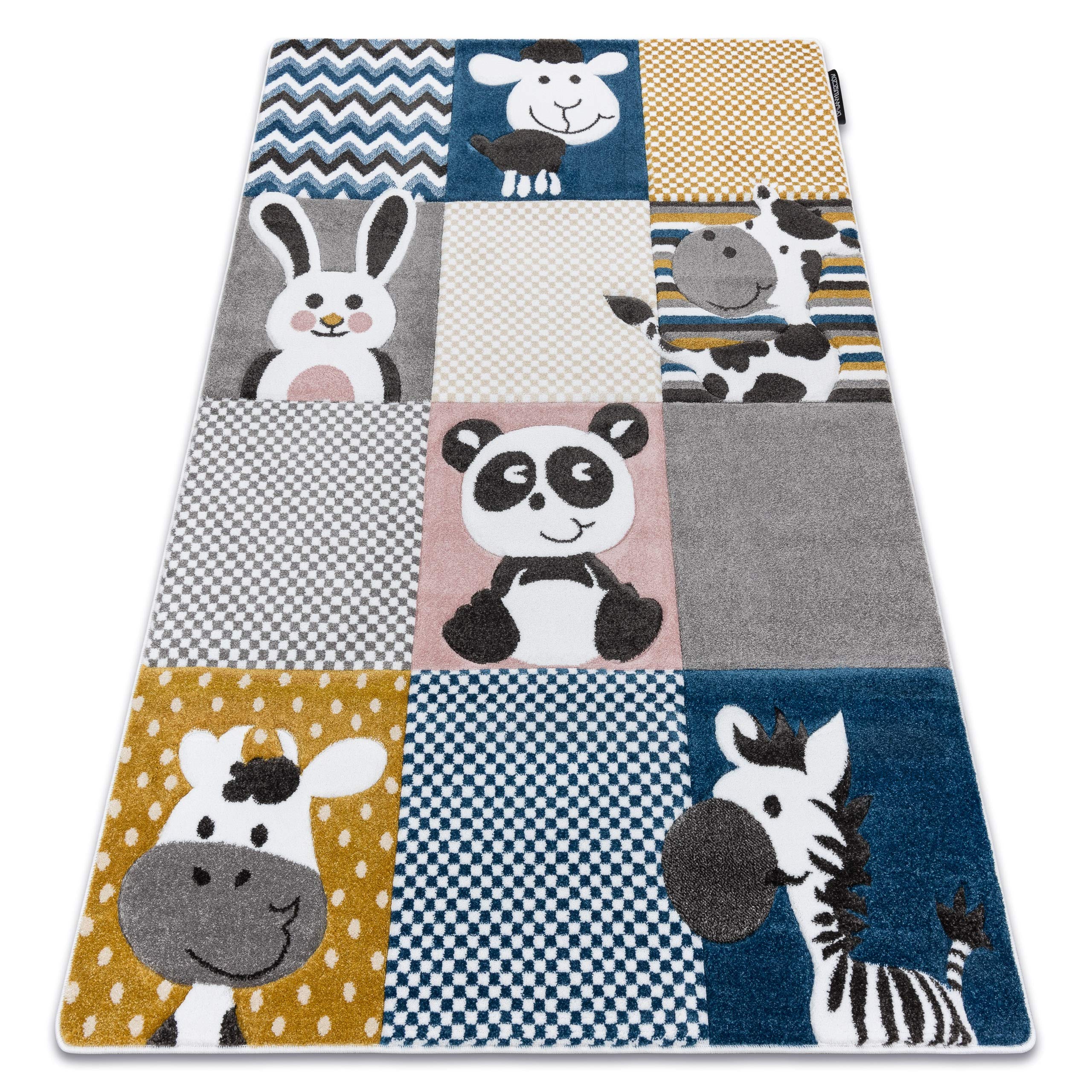 RugsX Dywan dziecięcy Kids Baby Petit Zoo Animals kremowy szary rozmiar 120x170 cm