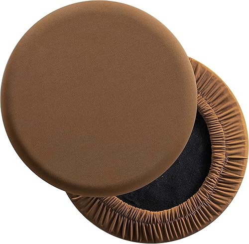 LUSHVIDA Juego de 2 fundas redondas para taburetes de bar, súper suaves y lavables, elásticas para sillas de 12 a 14 pulgadas de diámetro, juego de 2