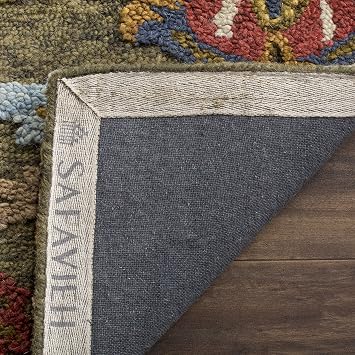 SAFAVIEH Area Rug 8x10 - Blossom Collection - Large - Green & Multi, Handmade Wool, Ideal for Living Room, Bedroom, Office, Dining Space (BLM402B)