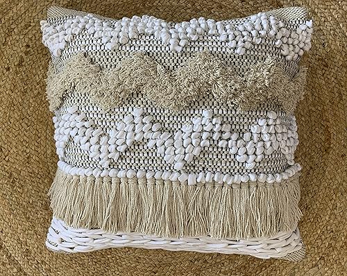 Miniatura 4 de Juego de 2 fundas de almohada bohemias para sofá, 18 x 18 pulgadas, de algodón, tejidas a mano, fundas de almohada decorativas para dormitorio, sala