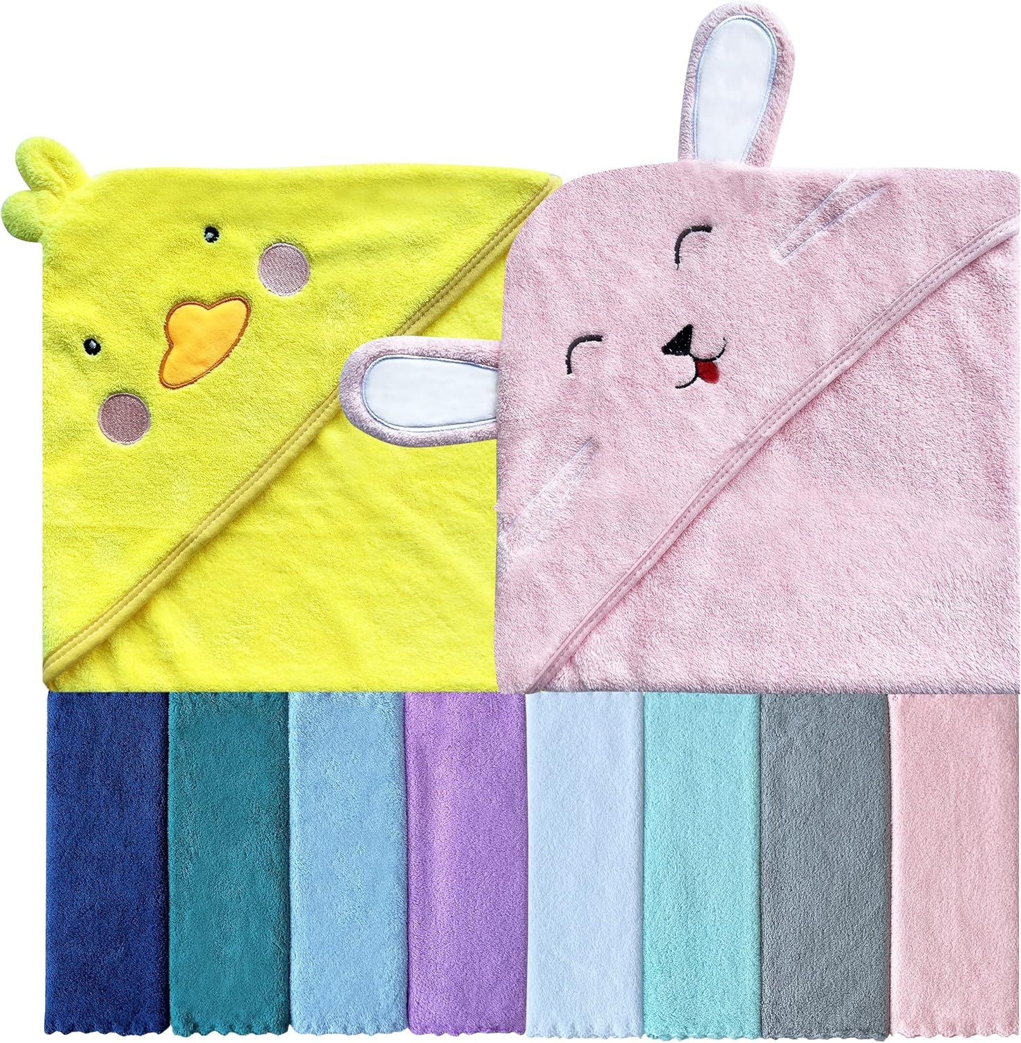 Sunny zzzZZ Baby Hooded Bath Towel and Washcloth Sets, Baby
