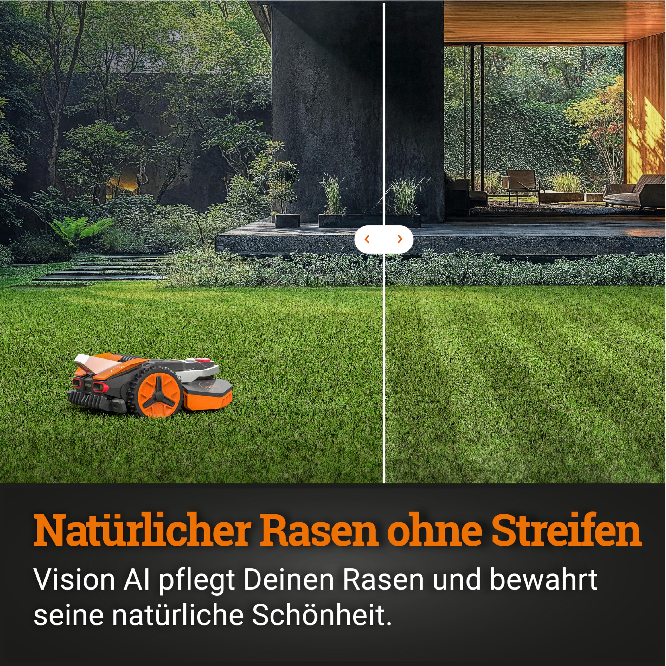 WORX Landroid Vision M600 WR206E.1 - Mähroboter ohne Begrenzungskabel für Gärten bis 600m², AI Rasenmäher Roboter (WLAN & Bluetooth, aktive Hindernisvermeidung mit KI-Technologie, Igelschutz)