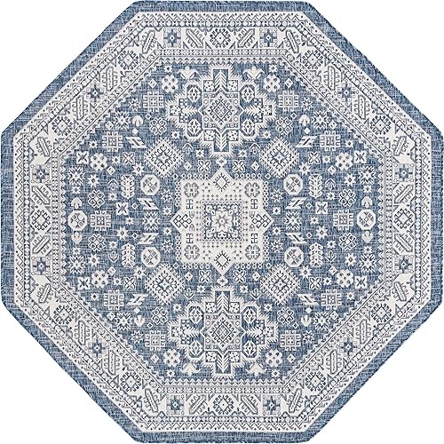 Miniatura 553 de Rugs.com Outdoor Aztec Collection Alfombra – 4 x 6 pies alfombra de tejido plano gris carbón perfecta para salas de estar, grandes comedores, planos