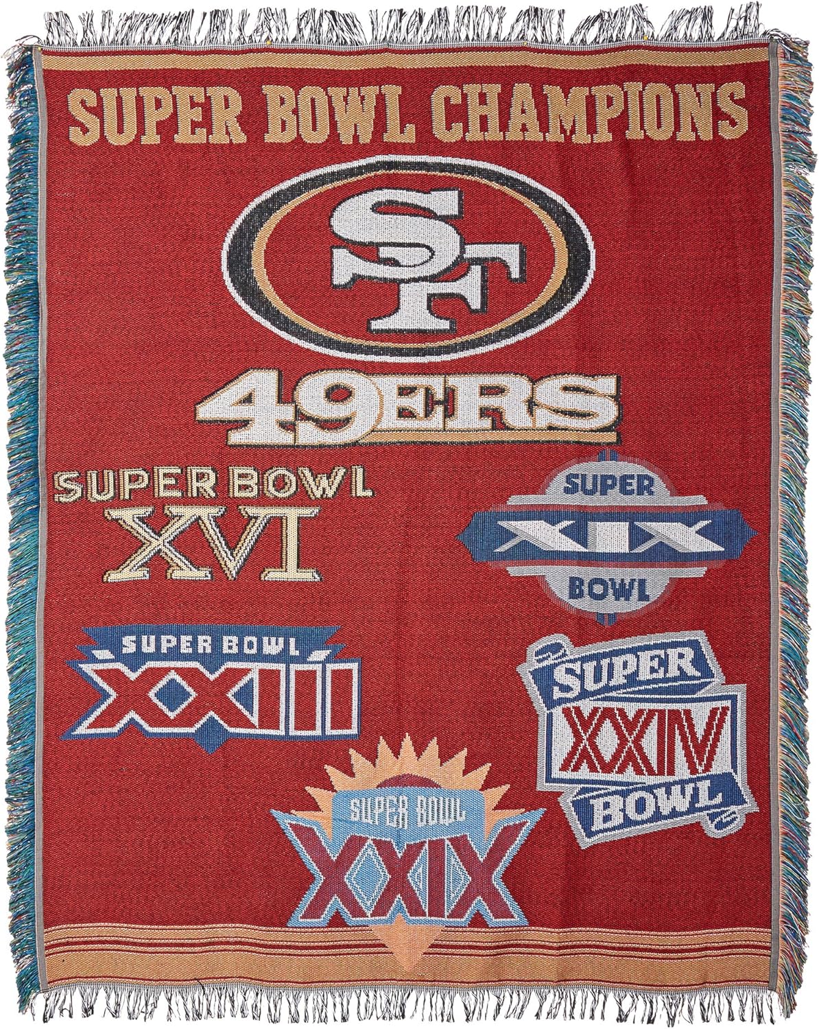 Northwest Company NFL San Francisco 49ers Woven Tapestry Throw Blanket, 48" x 60", Commemorative & for Bare Feet NFL 4 Stripe Deuce Crew Sock, San Francisco 49ers, Large