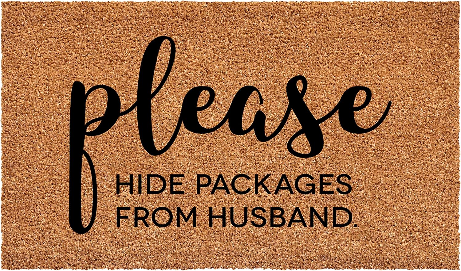 Calloway Mills Hide Packages from Husband Doormat (Tan/Black, 17" x 29")