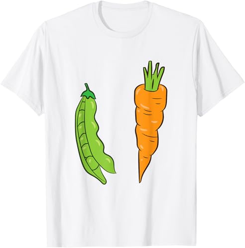 Camiseta de disfraz de zanahoria con guisantes y zanahorias Blanco S