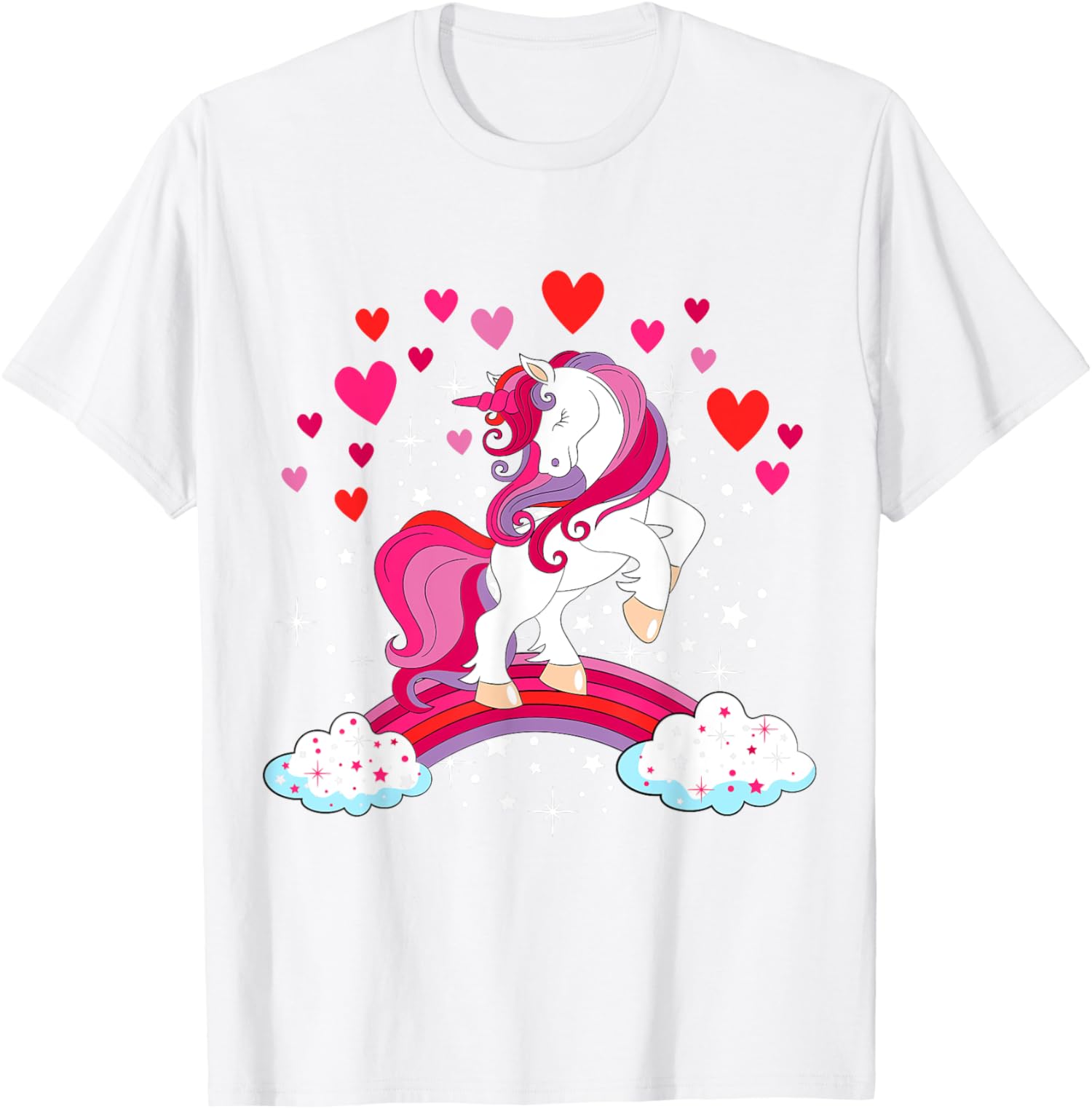 Unicorn Valentines Day Love Heart Rainbow Unisex T-Shirt - Picture 14 of 14
