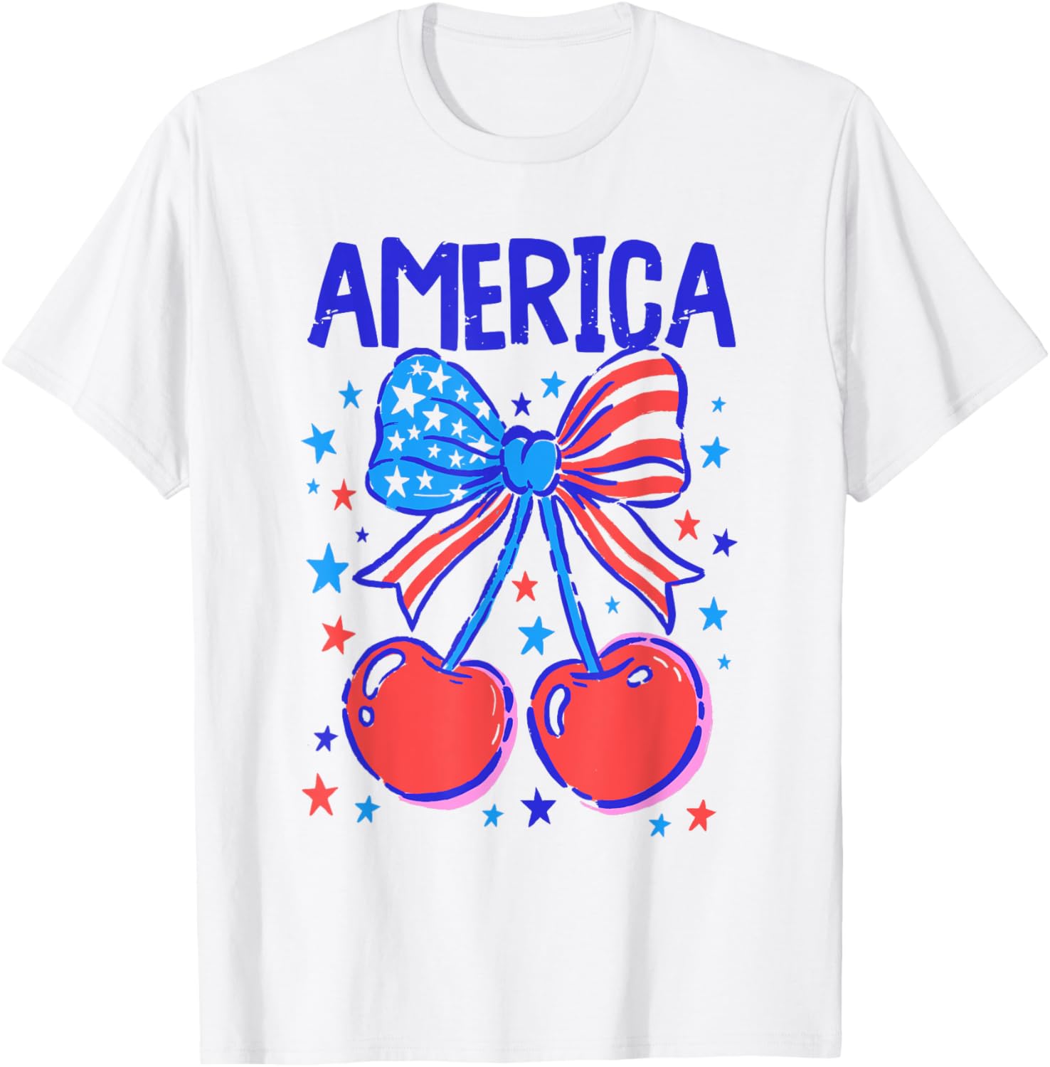 Coquette Bow USA Patriotic American Flag 4th of July T-Shirt