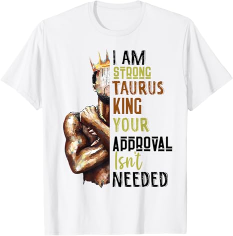Mens Taurus King Black Man Zodiac Sign Gift Astrology Mens T-Shirt