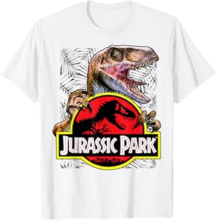 Jurassic Park Raptor Holding Colored Logo Camiseta