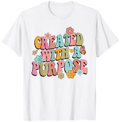 Retro Boho Created With a Purpose Religious Bible Christian T-Shi...