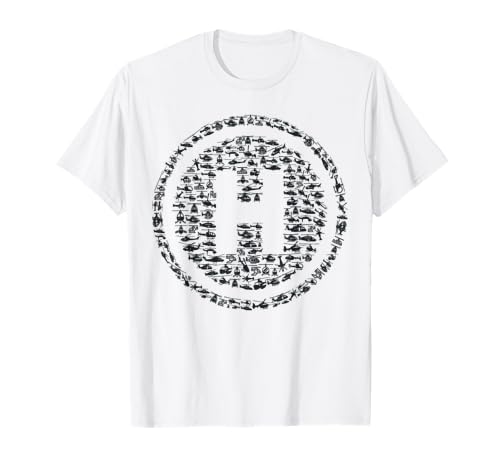 Helicopter Helipad H Symbol Pilot Aviation Flying Design T-Shirt