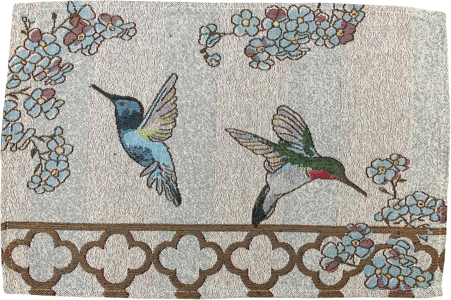 Floral Hummingbird Placemats (Set of 4) (13" x 19") Mid Century Woven Placemats Romantic Easter Tapestry Machine Washable Place Mats for Dinner Table Mats 19 inches (Hummingbirds)