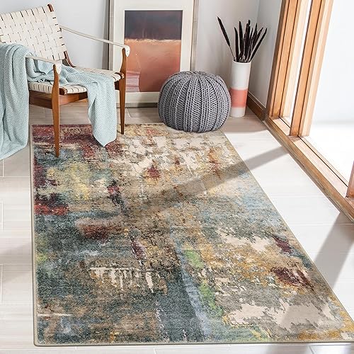 Miniatura 8 de Lahome Alfombra moderna abstracta de 3 x 5 pulgadas, lavable, suave, contemporánea, de lana sintética, antideslizante, resistente a las manchas,