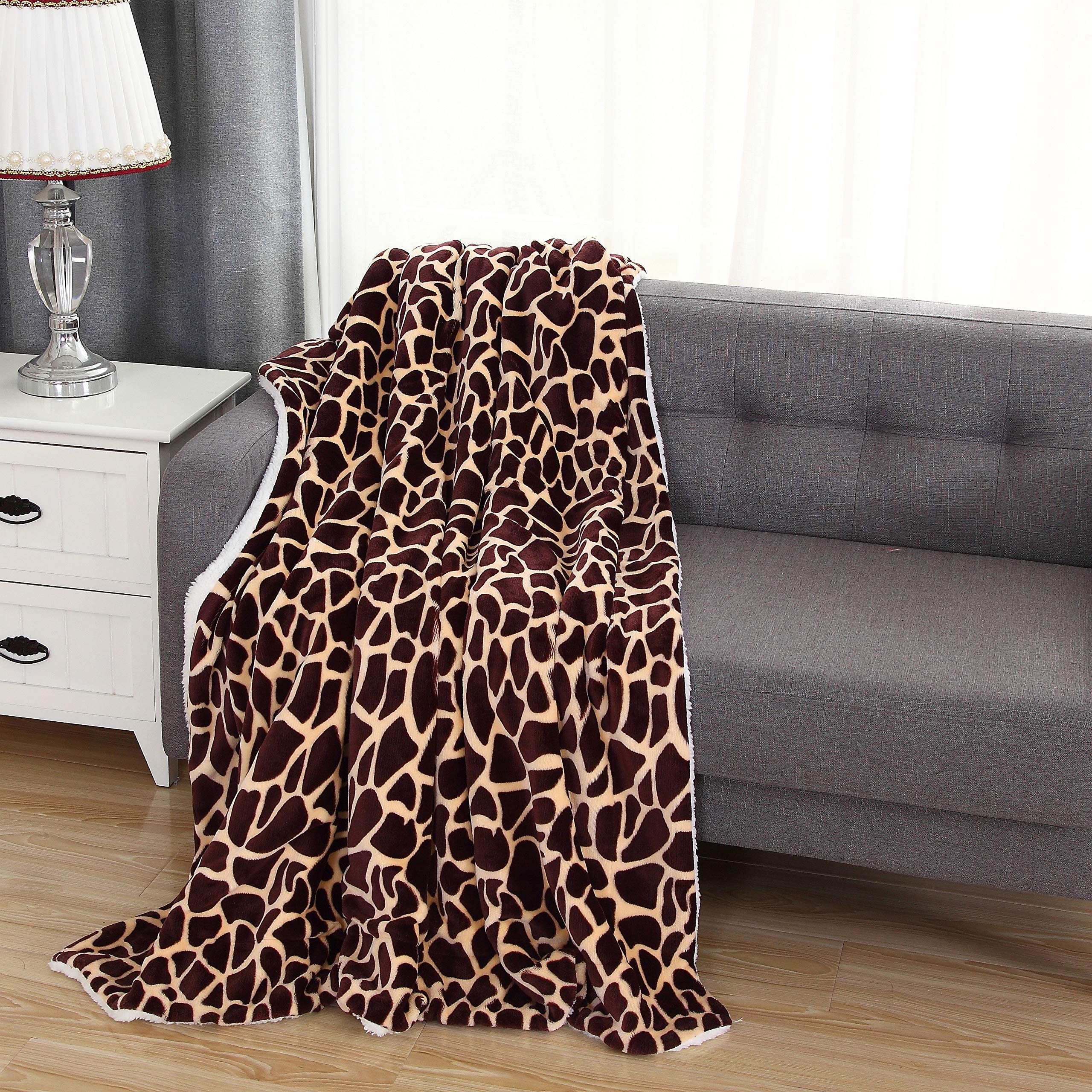 Elegant Comfort Luksusowy koc flanelowy z nadrukiem 127 cm x 152 cm ultramiękki piękny design, ciemnoniebieski